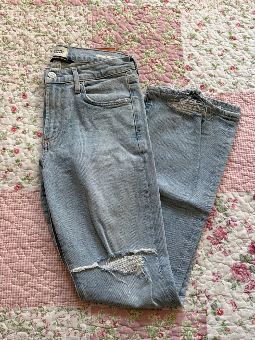 Citizens Of Humanity Light Blue Distressed Boyfriend Jeans